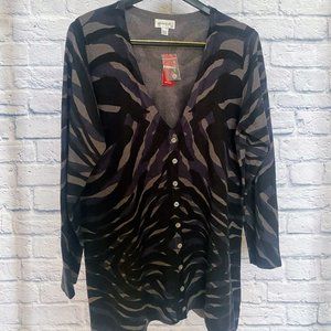 Avenue Animal Print Button Up Cardigan Size 14/16 NWT